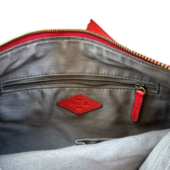 Fossil Keely Leather Crossbody Bag  Red Pink Colorblock Shoulder Purse CLEAN - Picture 9 of 10